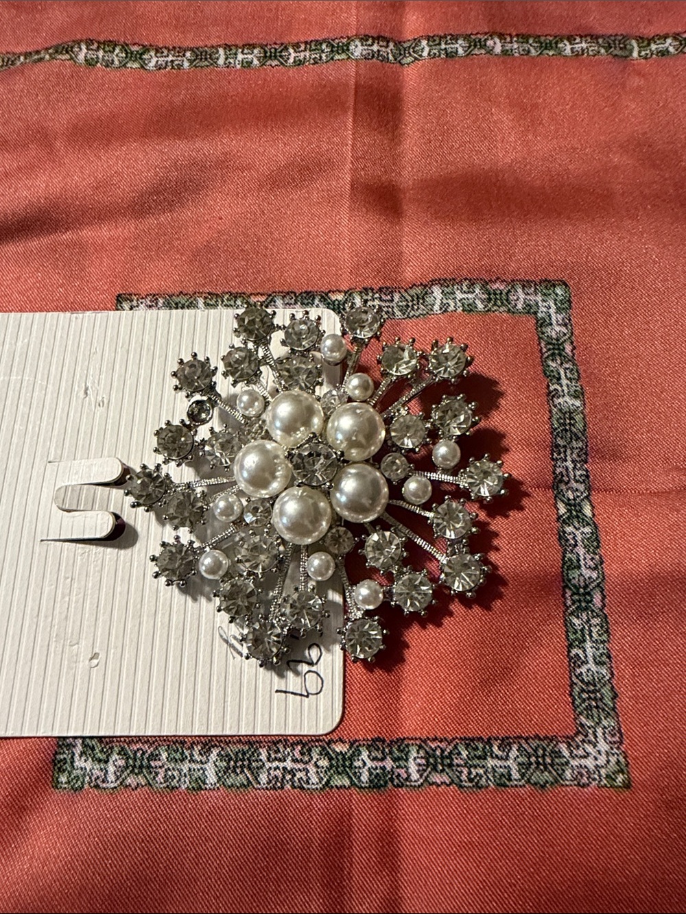 Silver Pearl & Crystal Snowflake Brooch - Women Jewelry - 197